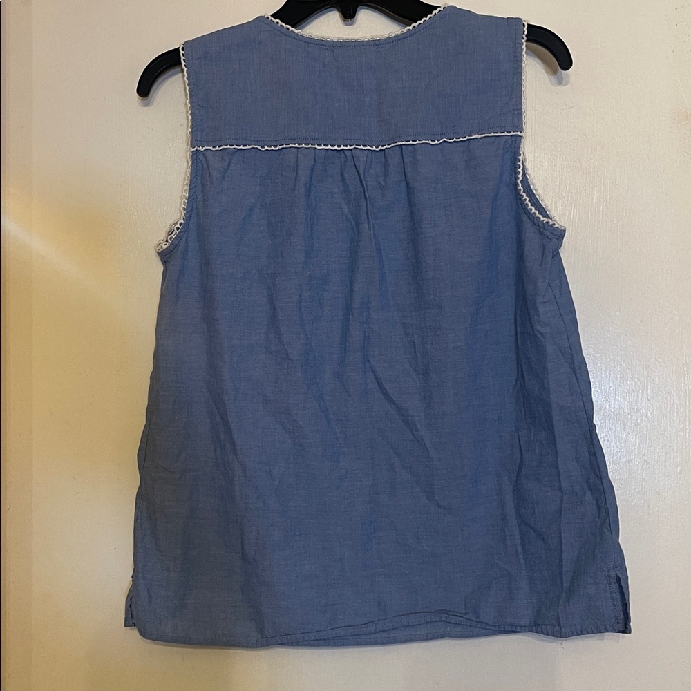 Talbots blue tank top with white embroidery tassels Size small NWOT - Picture 7 of 7
